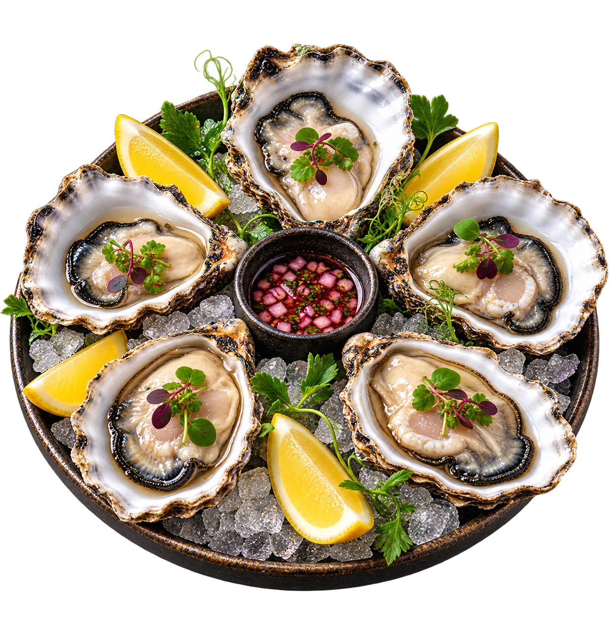 Fresh oysters on ice