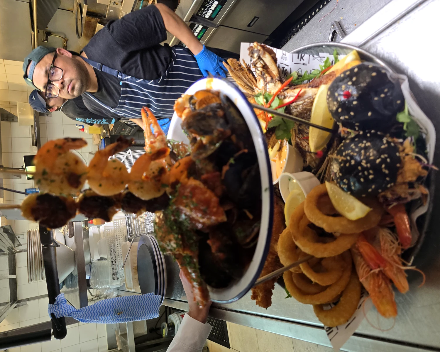 Chef plating seafood